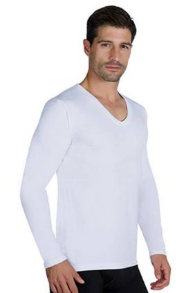 Cedir Camiseta térmica larga con cuello en V para hombre, Negro  - : Ropa, Zapatos y Joyería