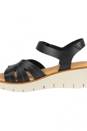 Sandalias Casuales Piel Blanco Negro Plata Cuña Corte Mariposa Velcro Kaola 2449