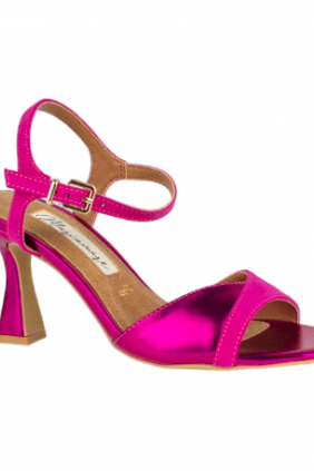 Sandalias de Vestir Mujer Verano Fucsia Verde y Beis Antelina y Metalizado Plantilla Piel Maria Mare 68439