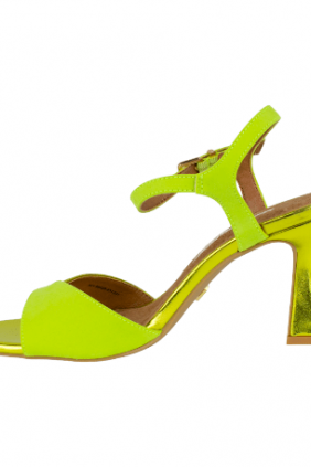 Sandalias de Vestir Mujer Verano Fucsia Verde y Beis Antelina y Metalizado Plantilla Piel Maria Mare 68439