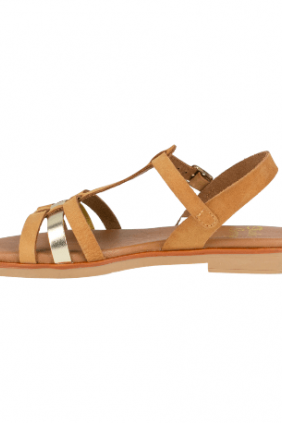 Sandalias Mujer Hielo y Camel Piel Plana Cuello T Studio Scarpe SN34386