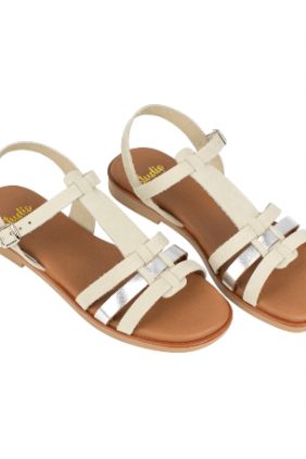 Sandalias Mujer Hielo y Camel Piel Plana Cuello T Studio Scarpe SN34386