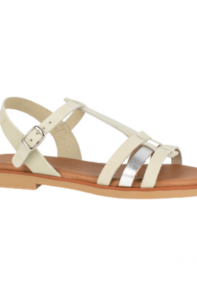 Sandalias Mujer Hielo y Camel Piel Plana Cuello T Studio Scarpe SN34386