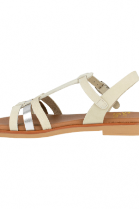 Sandalias Mujer Hielo y Camel Piel Plana Cuello T Studio Scarpe SN34386