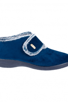 Zapatillas de Casa Bota Mujer Invierno Azul y Negro con Velcro Relax 395