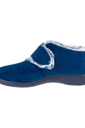 Zapatillas de Casa Bota Mujer Invierno Azul y Negro con Velcro Relax 395