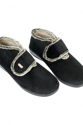 Zapatillas de Casa Bota Mujer Invierno Azul y Negro con Velcro Relax 395