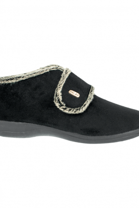 Zapatillas de Casa Bota Mujer Invierno Azul y Negro con Velcro Relax 395