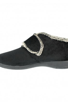 Zapatillas de Casa Bota Mujer Invierno Azul y Negro con Velcro Relax 395