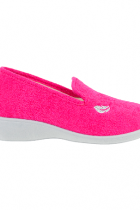 Zapatillas de Casa Mujer Verano Cerradas de Cuña Fucsia y Azul Marino Rizo Plumaflex 14501