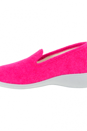 Zapatillas de Casa Mujer Verano Cerradas de Cuña Fucsia y Azul Marino Rizo Plumaflex 14501