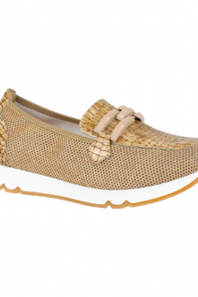 Zapato Doctor Cutillas  tipo Mocasín Mujer Verano Blanco y Camel Estribo Plantilla Extraible 82555