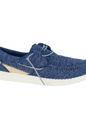 Zapatos de Hombre Verano Wallaby Tela Beis y Azul Lois 64343