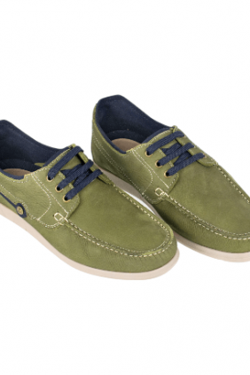 Zapatos Náutico de Hombre Verano Marrón y Verde Piel Nobuk Luisetti 37201 NO